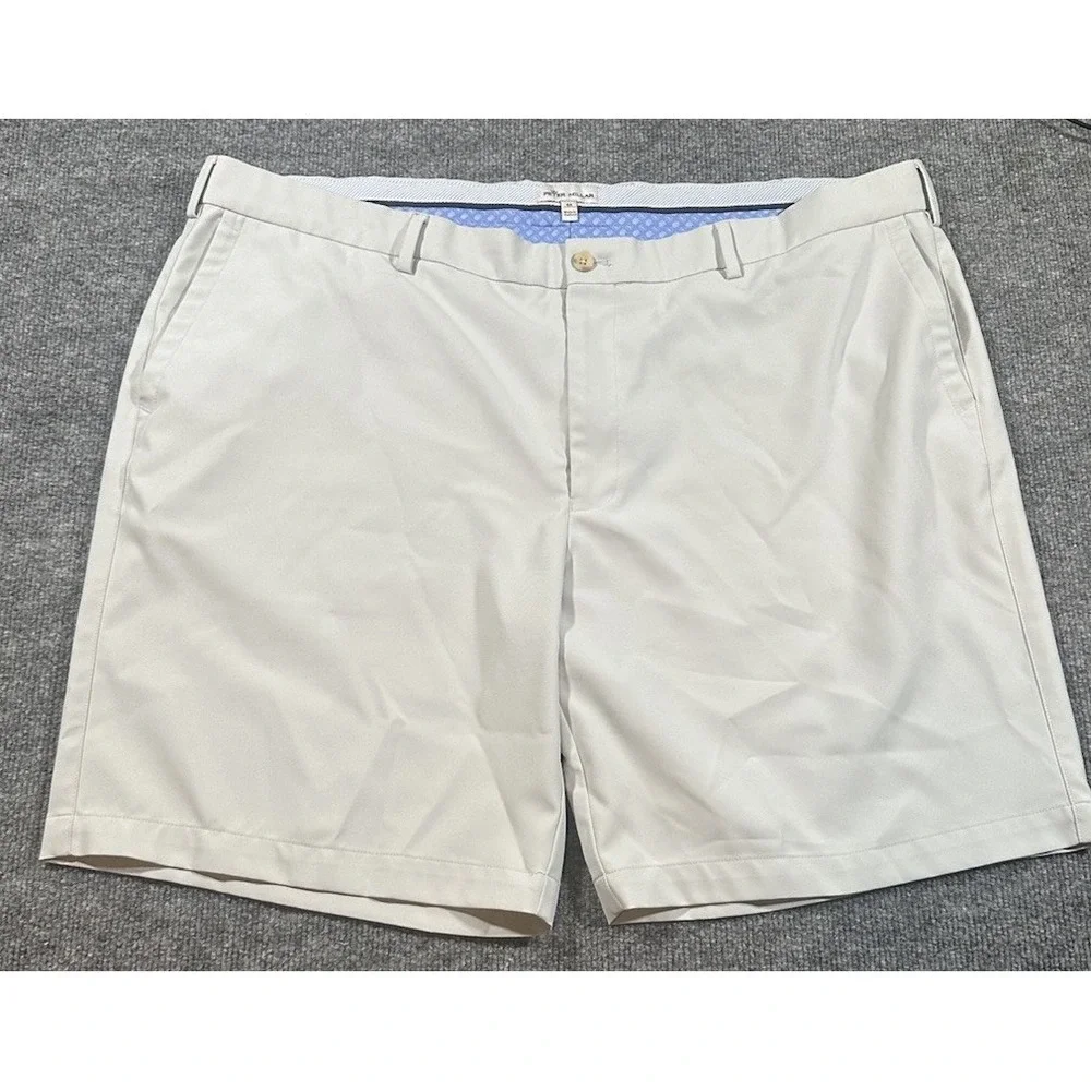 Peter Millar Shorts Mens 44 Khaki Tan Salem Performance Flat Front Golf Chino